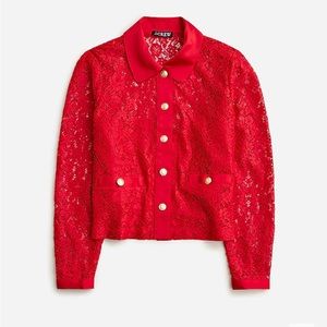 J. Crew Lace Lady Jacket in Red